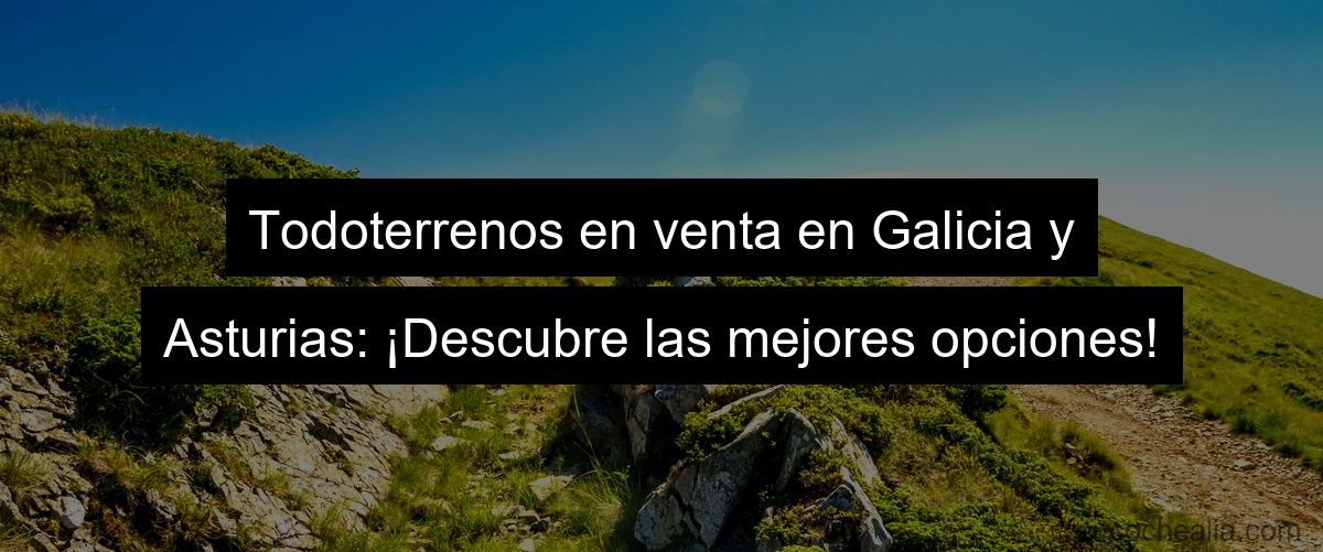 Todoterrenos en venta en Galicia y Asturias: ¡Descubre las mejores opciones!